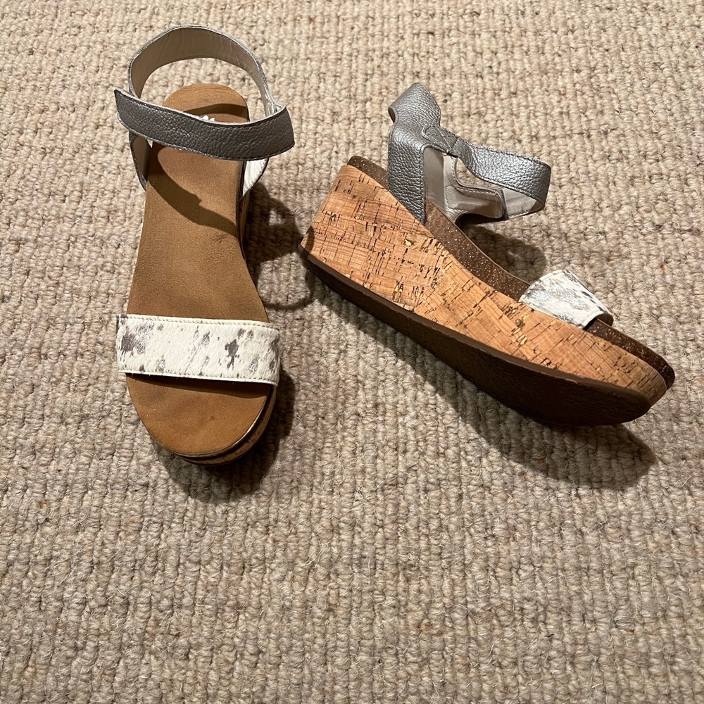 Yellow Box Gabriella Silver Wedge Sandals